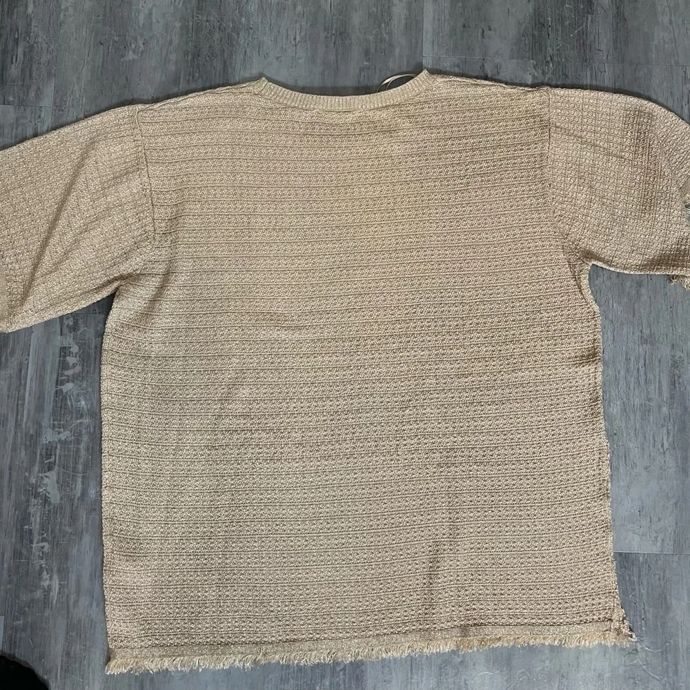 Zara Gold Shimmer Short Sleeve Frayed Top and Bottom  Size Small - Picture 10 of 12